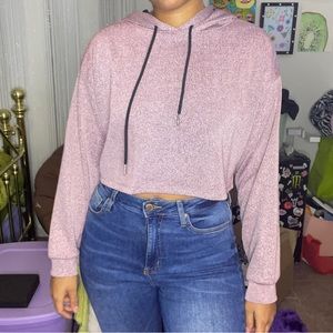 Pink Shimmer Cropped Hoodie